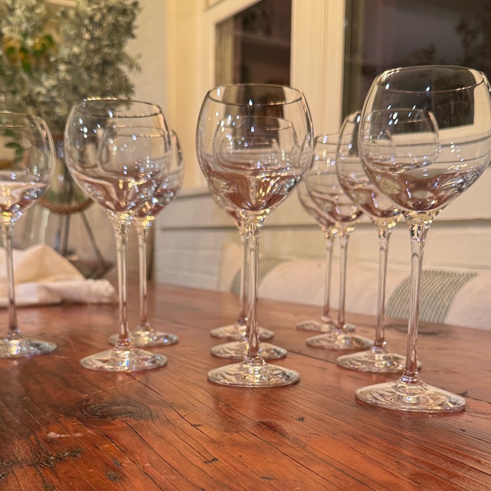 Vintage Lenox Solitaire Platinum Rim Wine Glasses 8" Silver Rimmed - set of 10!